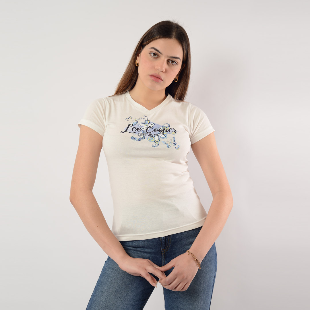 Lee Cooper T-Shirt Maille-01 Kyla Femme Nat.