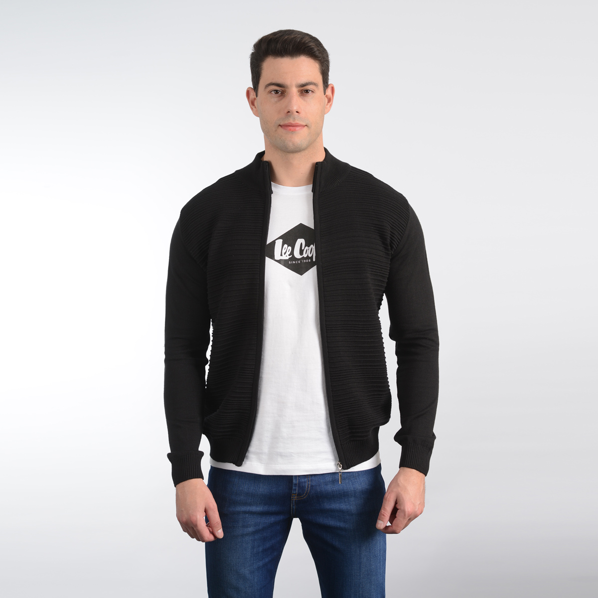 Lee Cooper Gilet Maille-04 Lch2214 Homme Nat.
